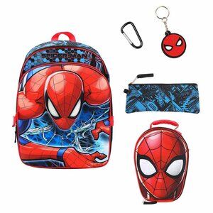 Marvel Spider-Man 5 pc Backpack and Lunchbox Set with Light Up Eyes